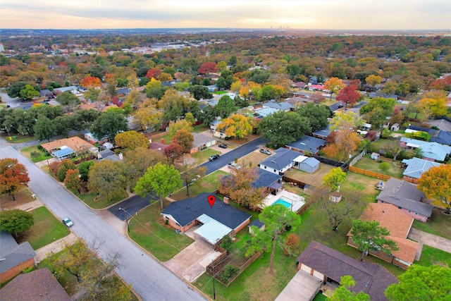 view of aerial view at dusk