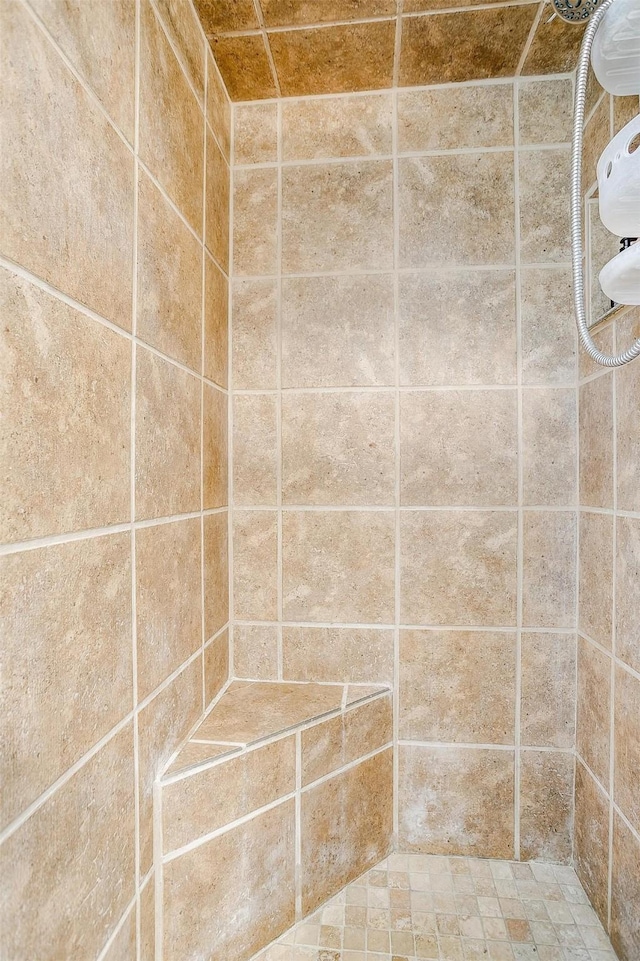 bathroom with a tile shower