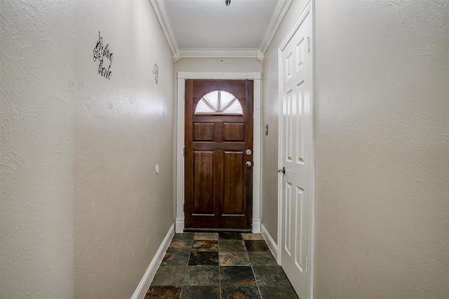 entryway with crown molding