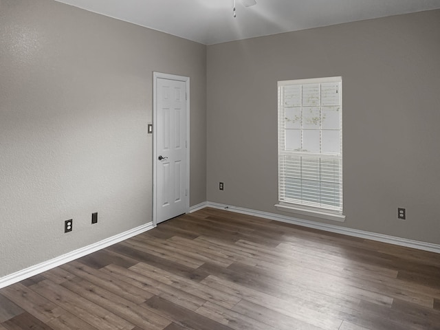 empty room featuring dark hardwood / wood-style flooring