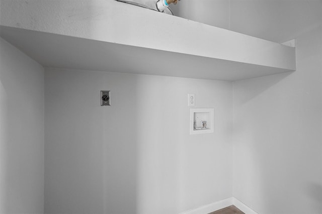 laundry room featuring hardwood / wood-style flooring, washer hookup, and hookup for an electric dryer