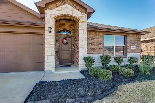 property entrance featuring a garage