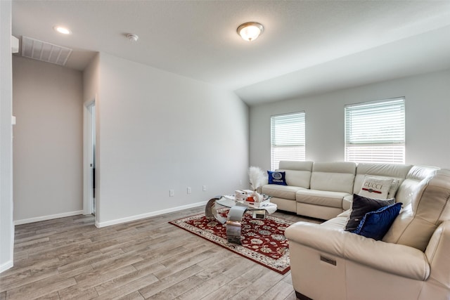 living room featuring light hardwood / wood-style floors