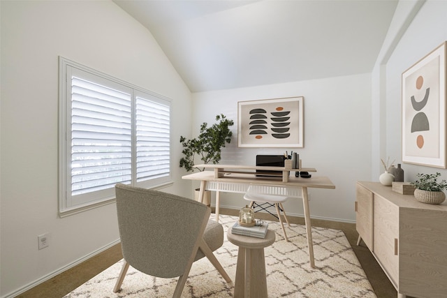 15646 Gatehouse Dr, Fort Worth, TX 76262 - office space featuring vaulted ceiling, carpet, plenty of natural light, and baseboards