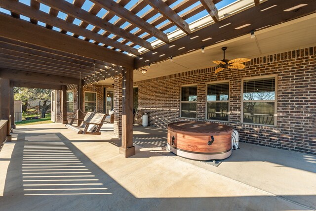 exterior space featuring a lawn and a pergola