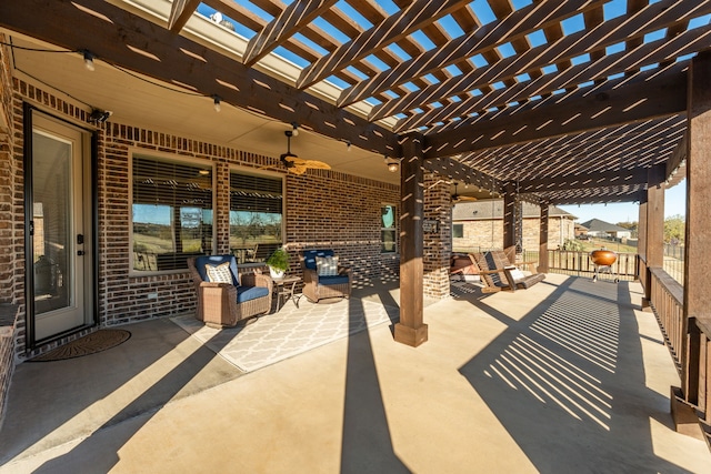 view of yard featuring a pergola and a rural view