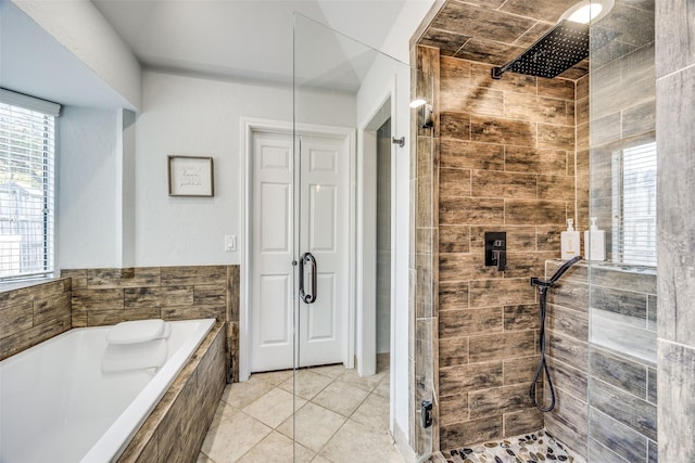 bathroom with plus walk in shower