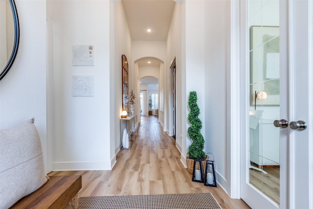 hall featuring light hardwood / wood-style flooring