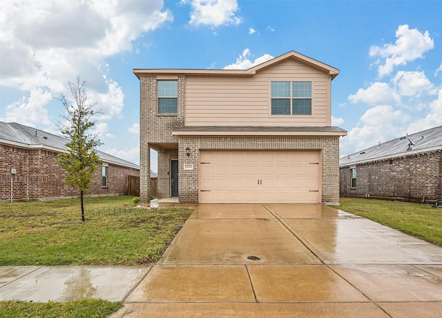 front of property featuring a garage and a front yard