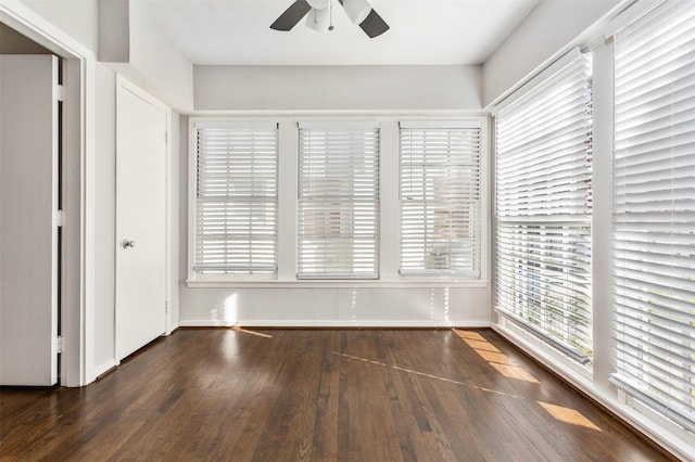 interior space featuring ceiling fan