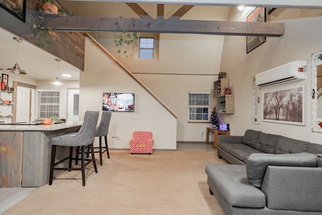 stairs featuring sink, french doors, and carpet flooring