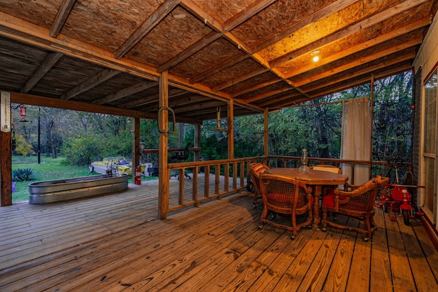 deck featuring a hot tub