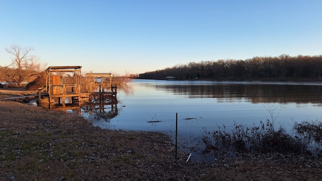 view of dock featuring a water view