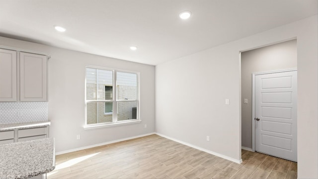 interior space with light hardwood / wood-style flooring