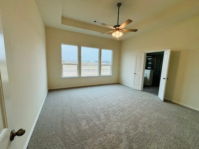 unfurnished bedroom featuring carpet and ceiling fan