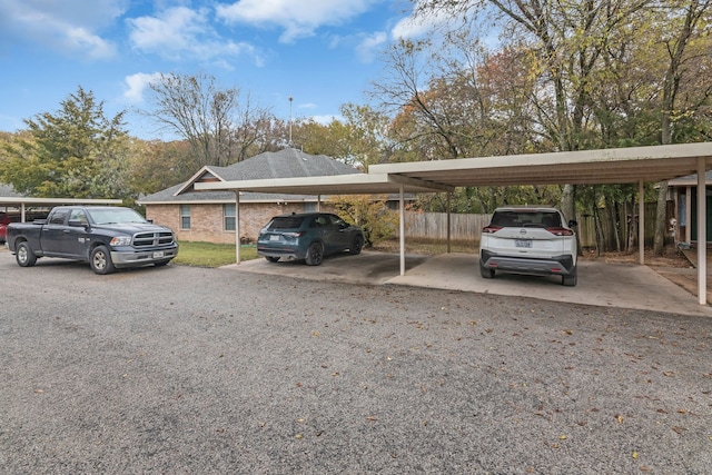 view of car parking featuring a carport