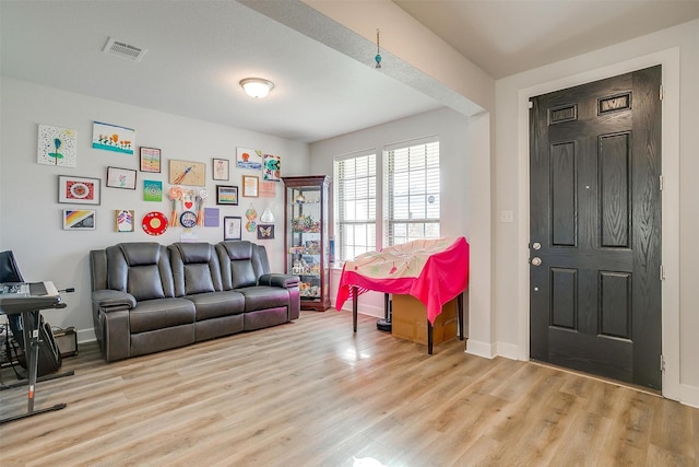 interior space with light hardwood / wood-style floors