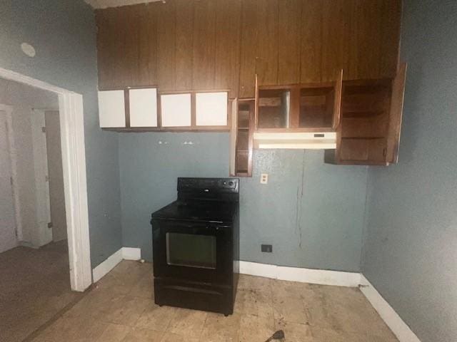 kitchen with black electric range