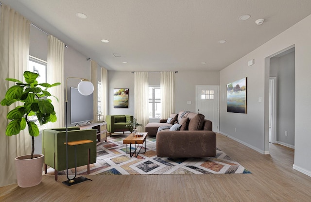 living room with light wood-type flooring