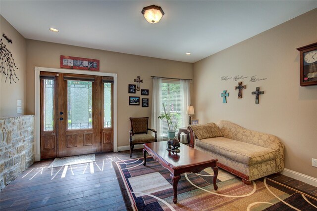 living room with hardwood / wood-style floors