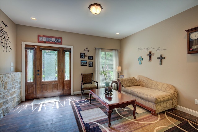 living room featuring wood-type flooring