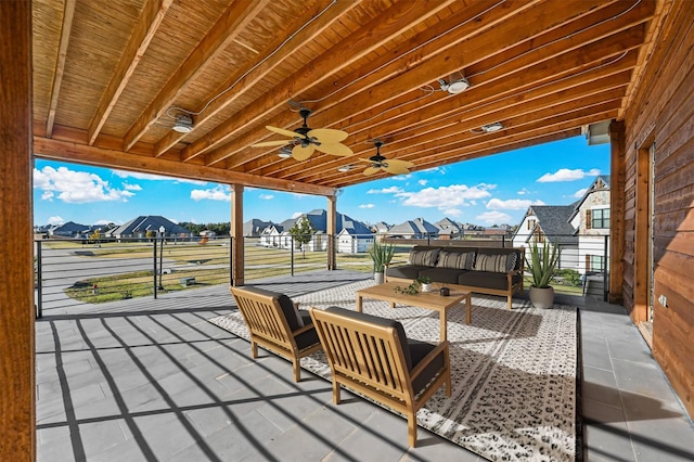 view of patio / terrace featuring an outdoor living space and ceiling fan