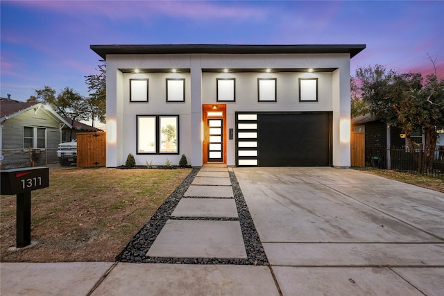 contemporary home featuring a garage