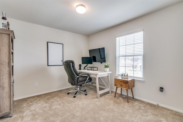 view of carpeted office space