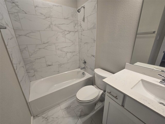 full bathroom with vanity, toilet, and bathtub / shower combination