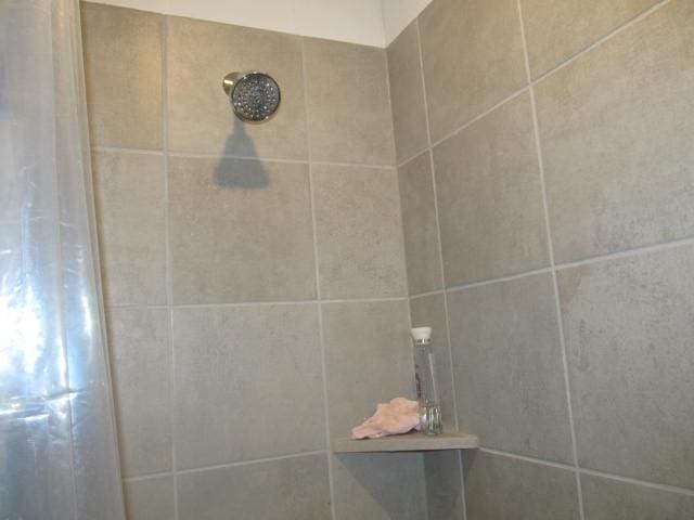 details with a tile shower