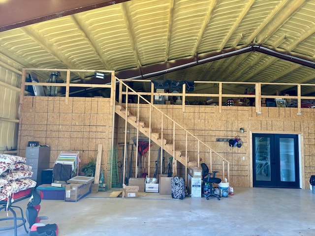 garage featuring french doors