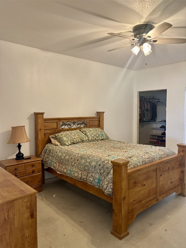 bedroom with a closet and ceiling fan