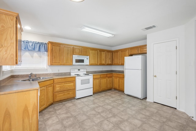 kitchen with white appliances and sink