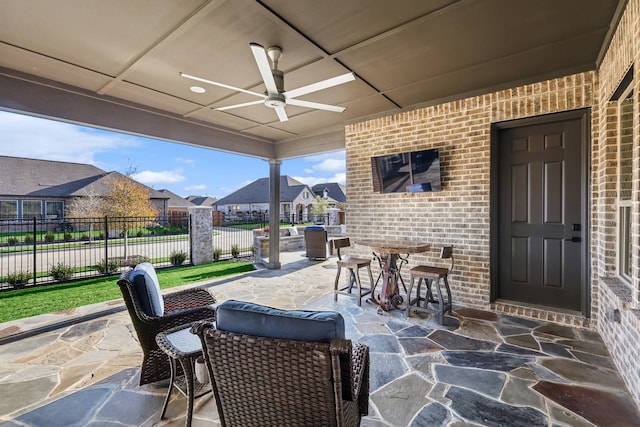 view of patio with ceiling fan