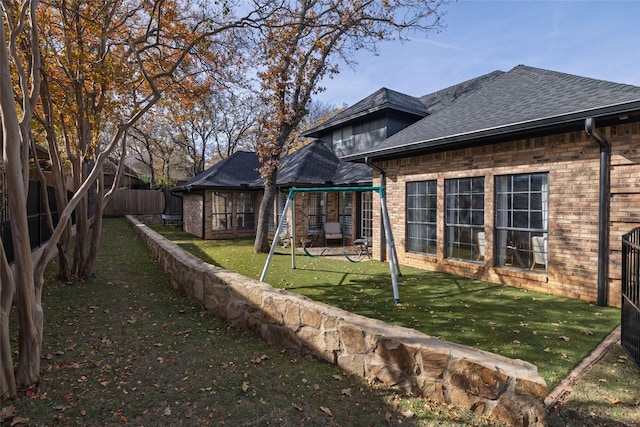 view of yard with a playground