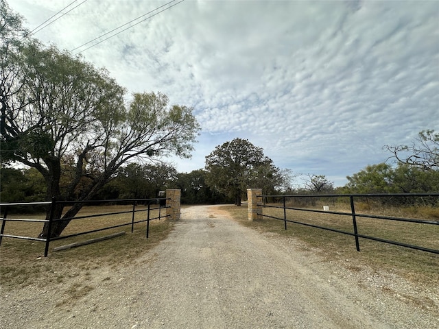 view of road with a rural view