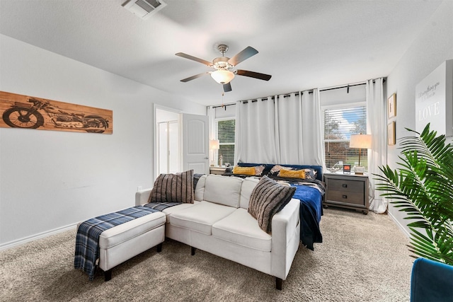 bedroom with carpet and ceiling fan