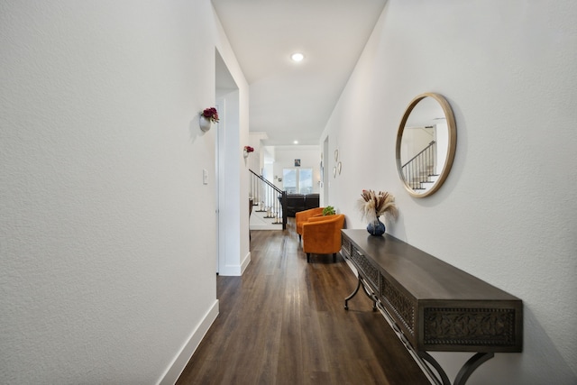 hall featuring dark hardwood / wood-style flooring