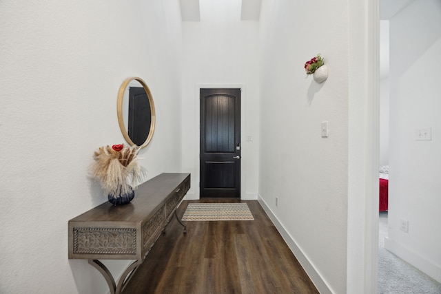 foyer entrance with dark hardwood / wood-style flooring