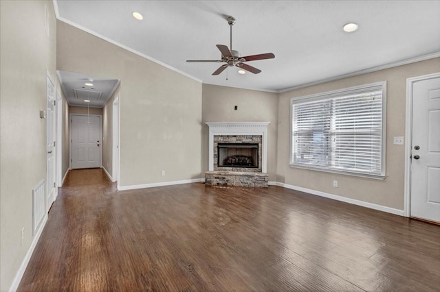 3529 Bennett Ln, Sherman, TX 75092 - unfurnished living room featuring visible vents, ceiling fan, attic access, and wood finished floors