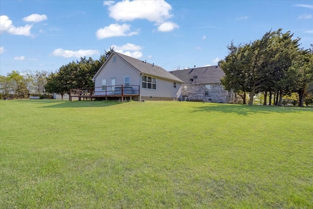 3529 Bennett Ln, Sherman, TX 75092 - exterior space with a yard, a wooden deck, and crawl space
