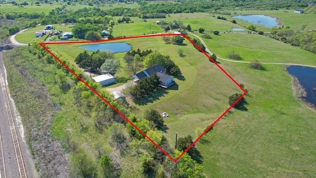 3529 Bennett Ln, Sherman, TX 75092 - bird's eye view featuring a rural view and a water view