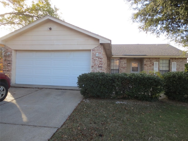 single story home with a garage