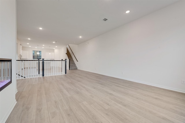 interior space with light hardwood / wood-style flooring