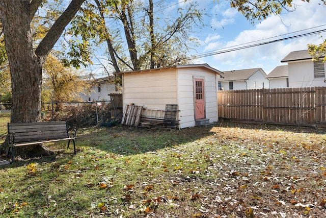 exterior space with a storage unit