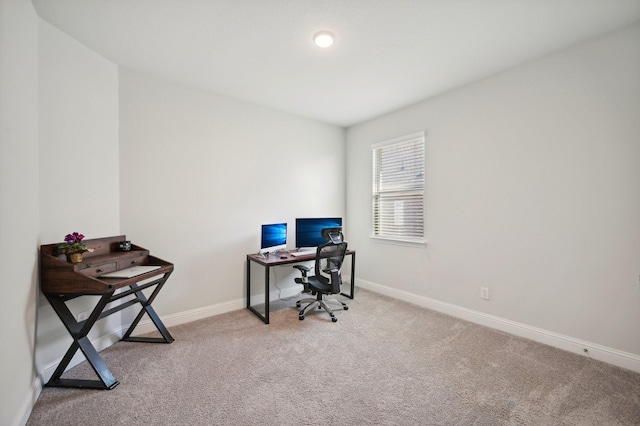 view of carpeted home office