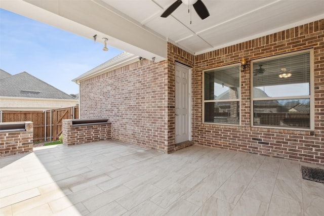 view of patio with ceiling fan