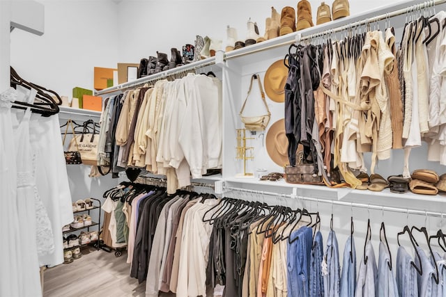 walk in closet featuring hardwood / wood-style flooring