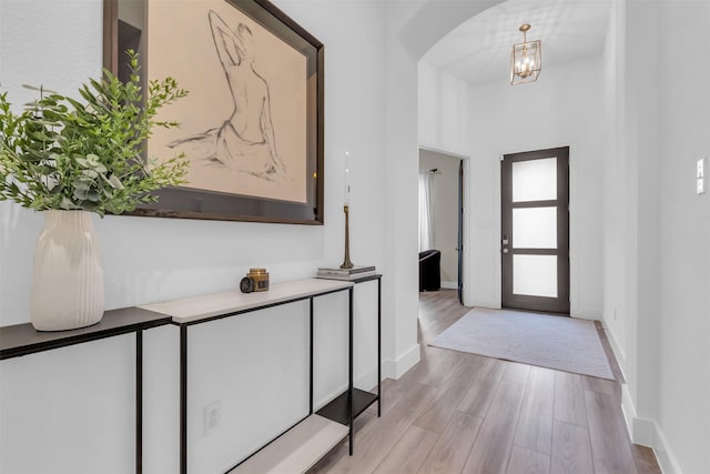 entrance foyer with light hardwood / wood-style floors