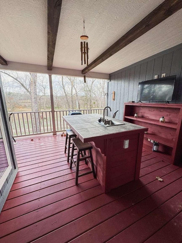 deck with a wet bar